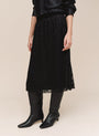 Bella DahlPleated Lace Skirt With Velvet Waistband - BlackSkirts