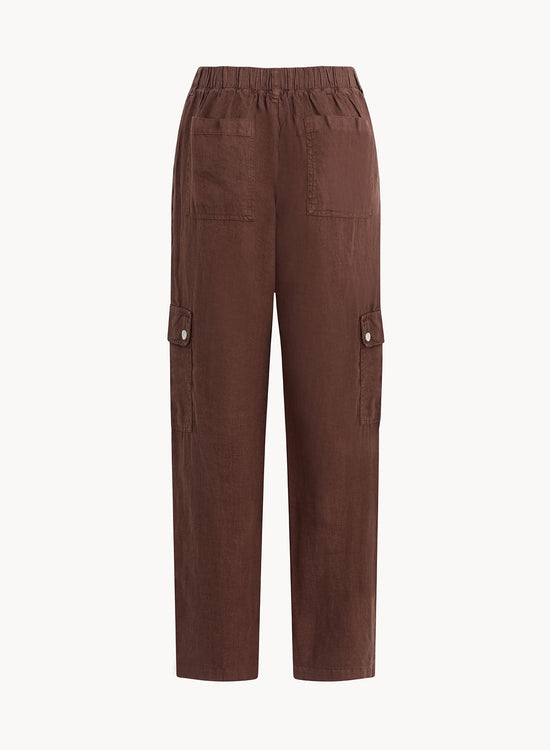 Bella DahlPleated Linen Cargo Trousers - Cocoa CabanaBottoms