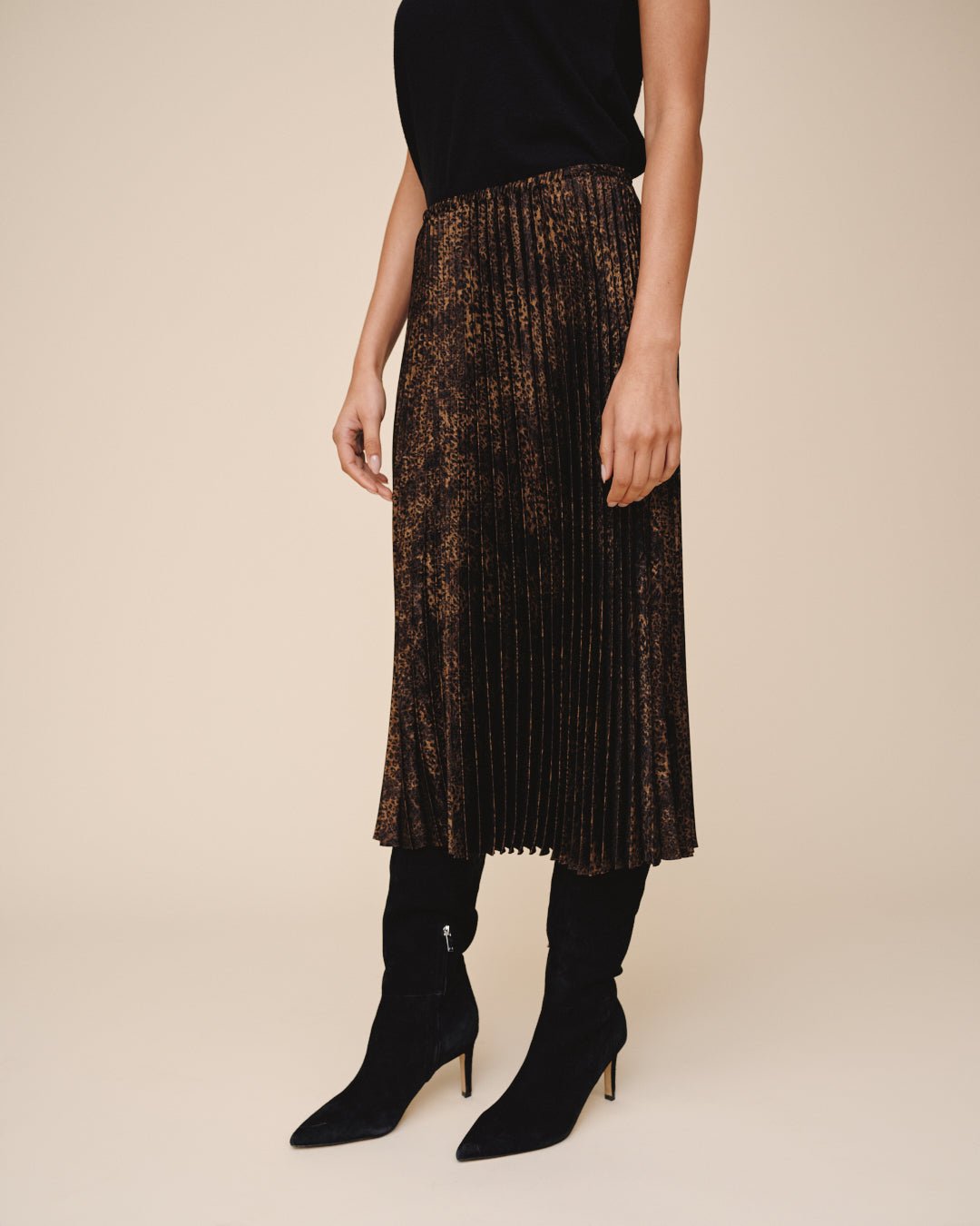 Bella DahlPleated Skirt - Micro LeopardSkirts
