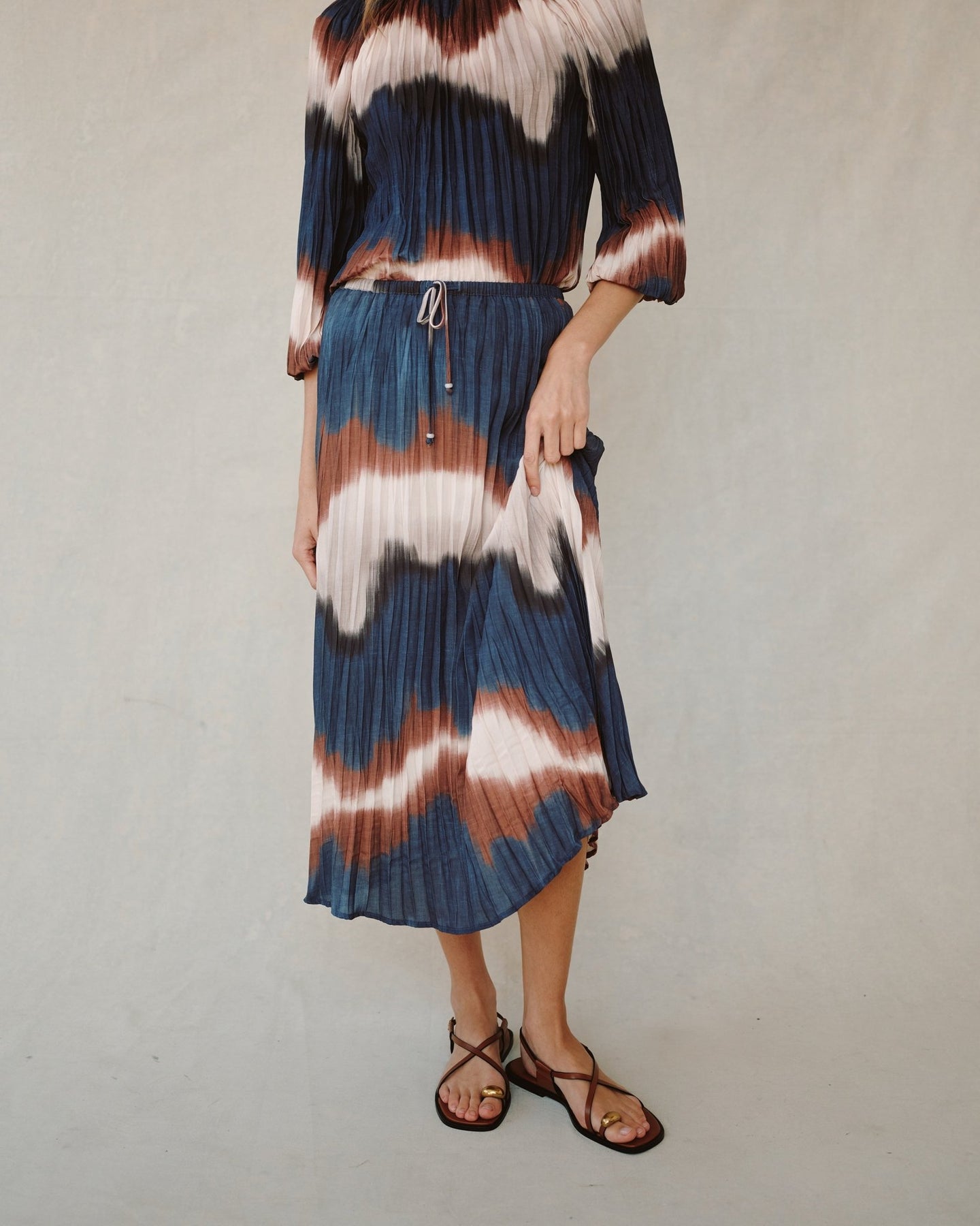 Bella DahlPleated Skirt With Tie - Midnight Tides PrintSkirts