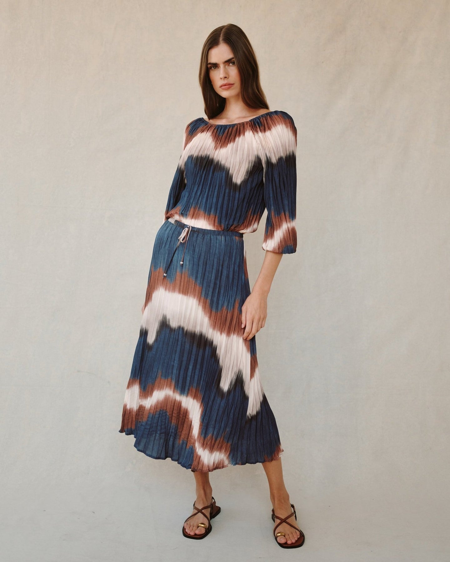 Bella DahlPleated Skirt With Tie - Midnight Tides PrintSkirts