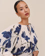 Bella DahlPleated Tie Front Top - Indigo Iris PrintTops