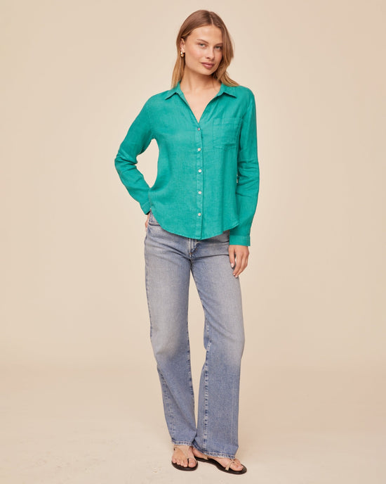Bella Dahl Pocket Button Down - Aqua Green