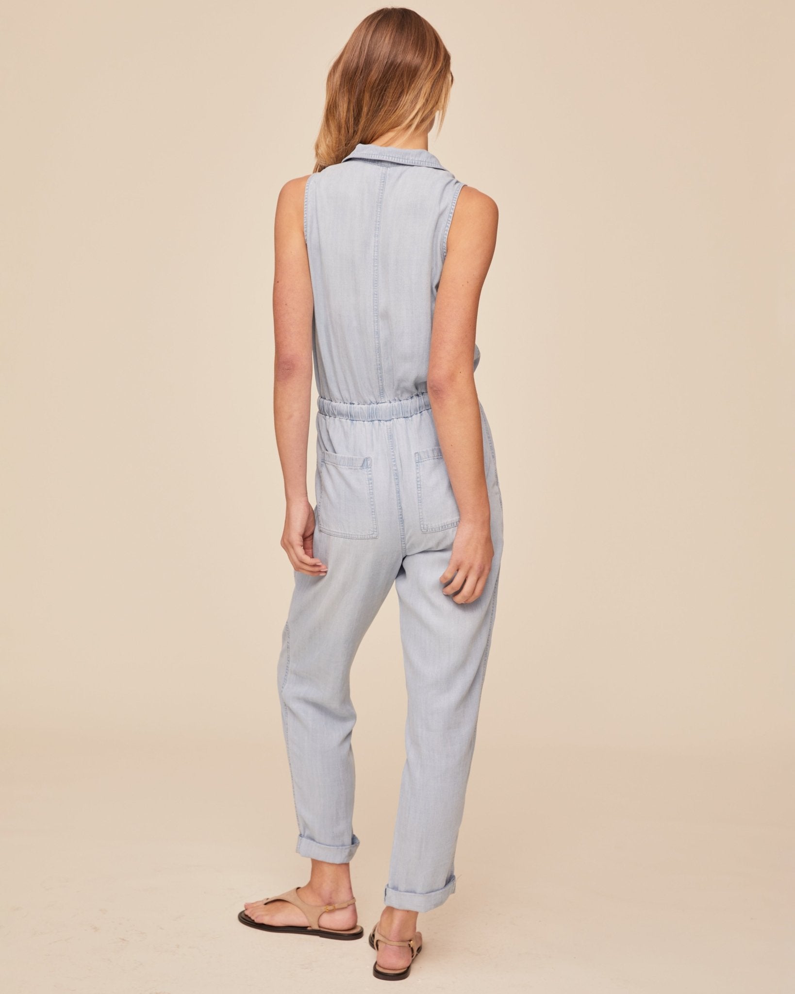 サロペット・オーバーオール・オールインワン FOLDED HEM DETAIL JUMP SUITS BEEDEN Pocket Jumpsuit - Light Sunspray Wash – Bella Dahl