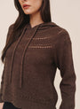 Bella DahlPointelle Fairlsle Hoodie - Heather MochaSweaters