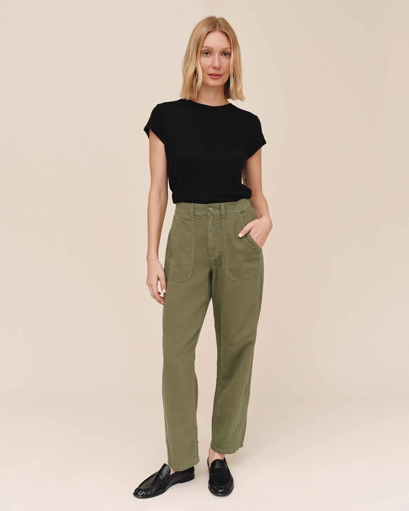 Bella DahlPorkchop Darted Knee Pant - Olive GreenPants