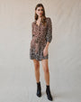 Bella DahlPuff Sleeve Belted Shirt Dress - Ombre Leopard PrintDresses