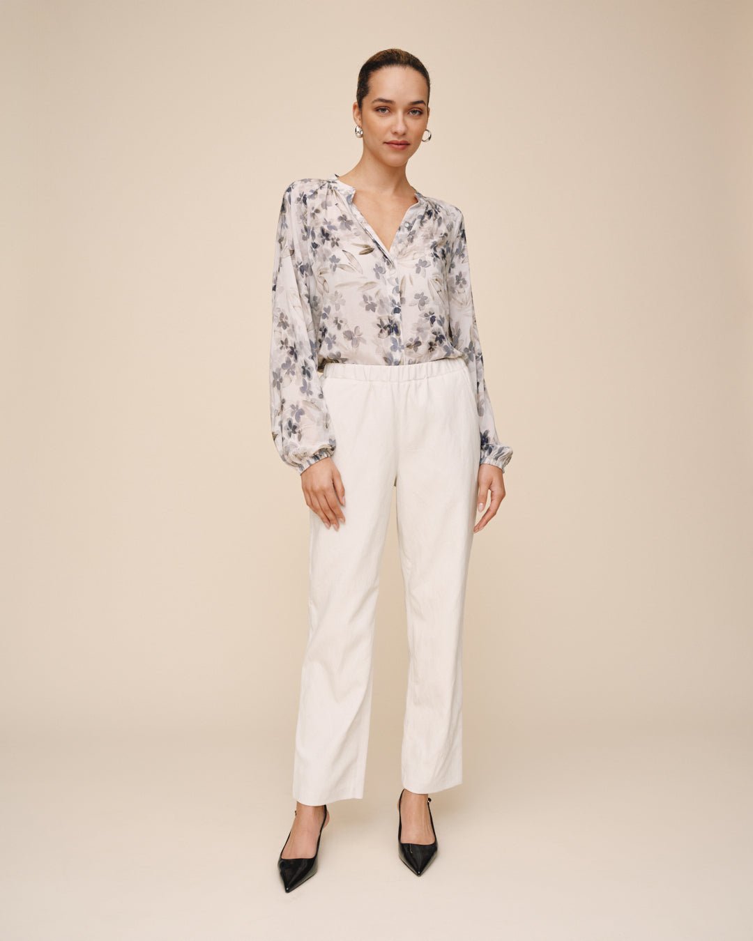 Bella DahlPull On Elastic Waist Trouser - Winter WhitePants