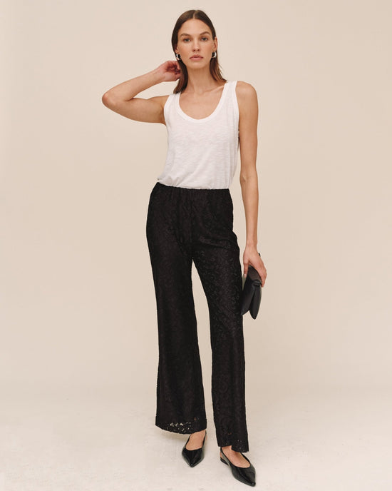 Bella Dahl Pull On Stretch Lace Pant - Black
