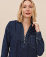 Bella DahlPullover Pocket Shirt Dress - Dark Rinse WashDresses