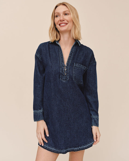Bella Dahl Pullover Pocket Shirt Dress - Dark Rinse Wash