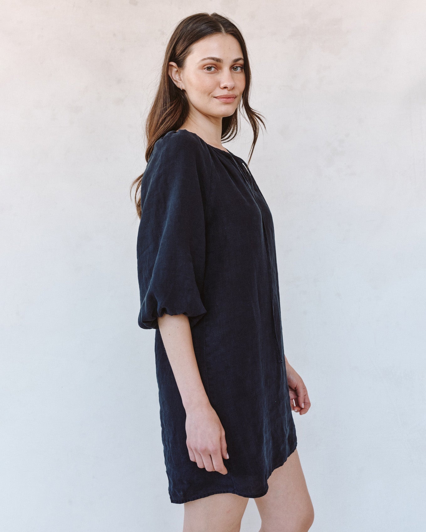 Pullover Puff Sleeve Dress | Black | S