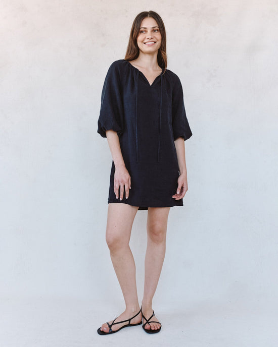 Bella Dahl Pullover Puff Sleeve Dress - Black