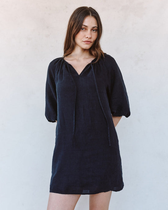 Bella Dahl Pullover Puff Sleeve Dress - Black View 2