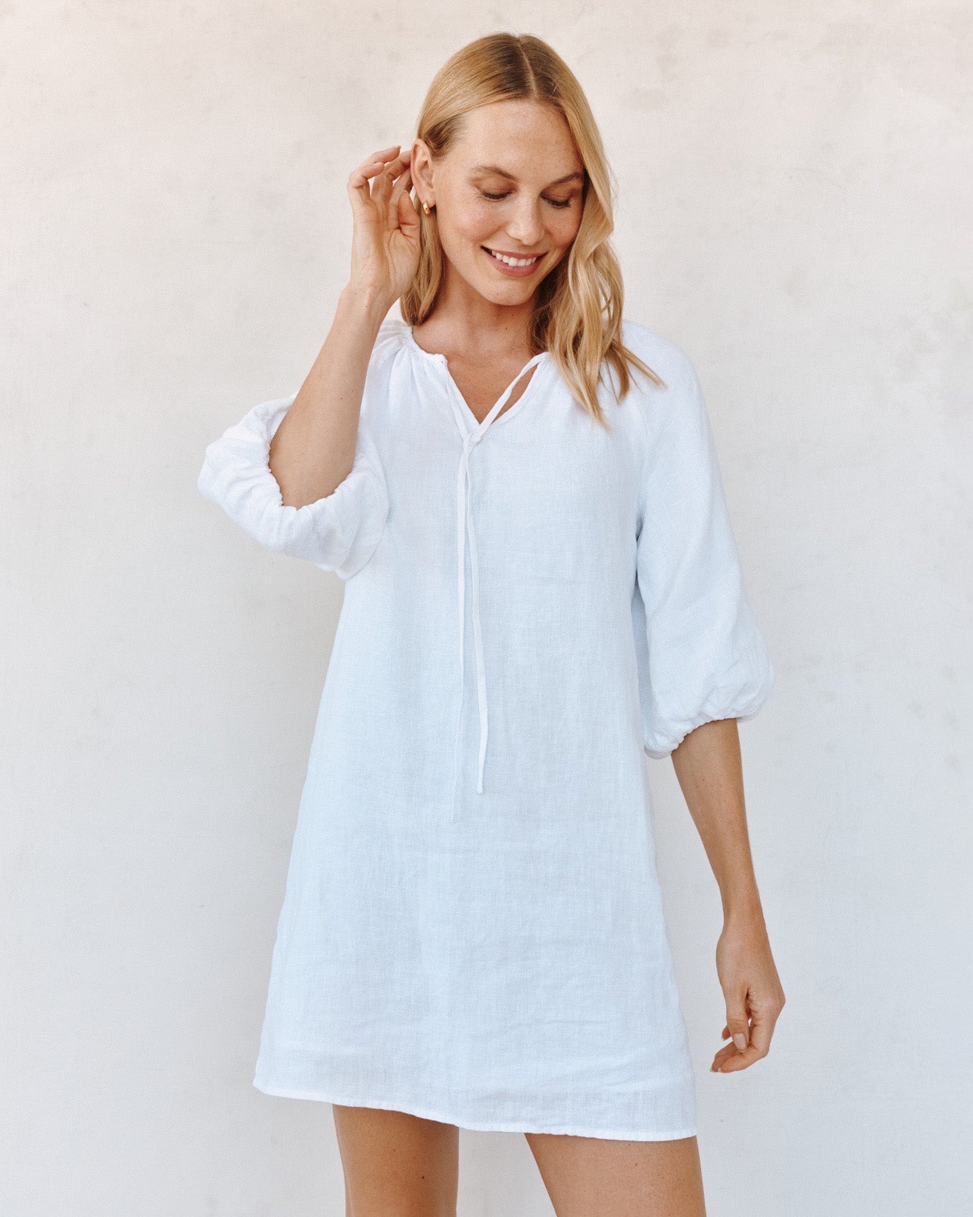 Pullover Puff Sleeve Dress - White – Bella Dahl
