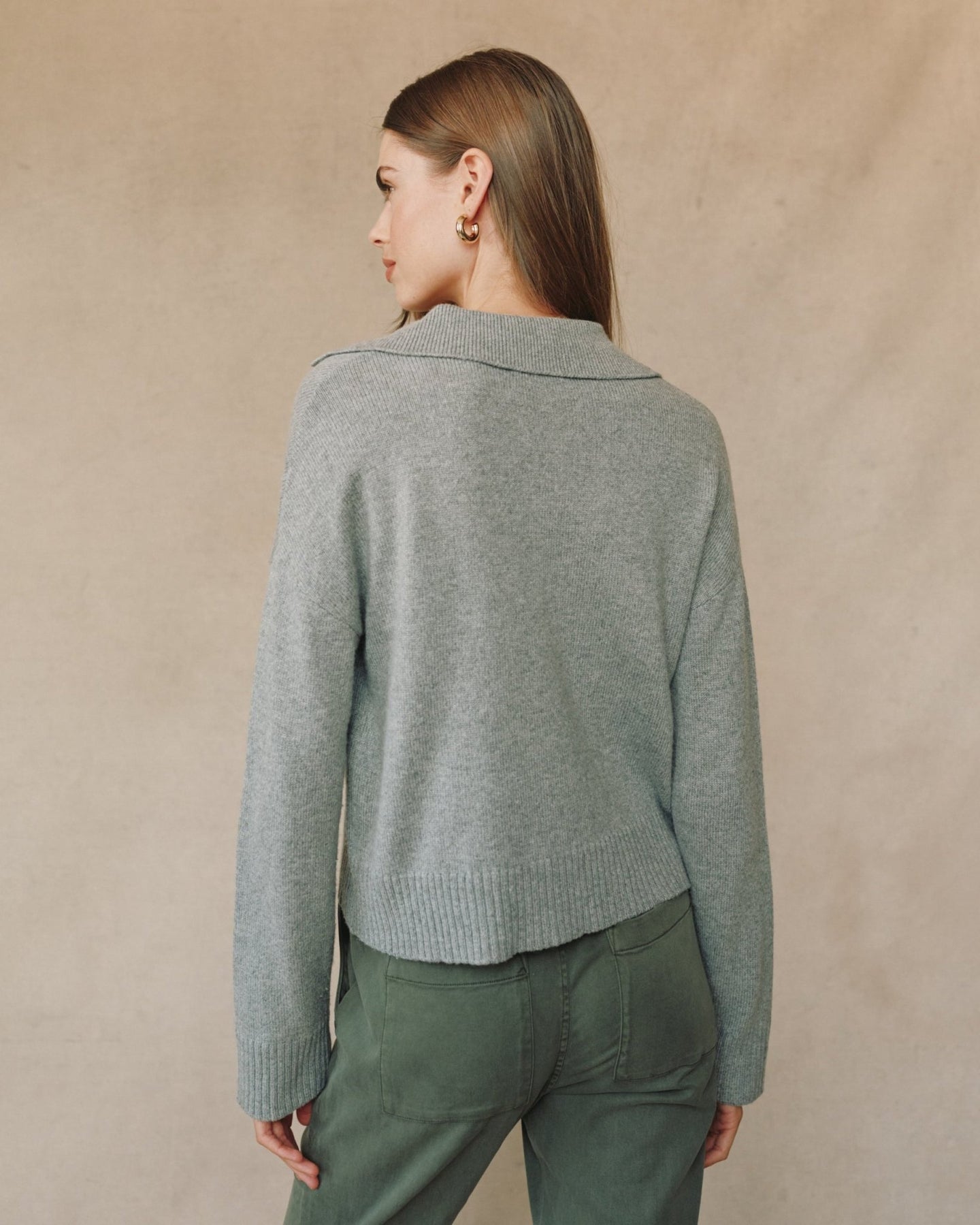 Bella DahlPullover Sweater With Collar - Heather GreySweaters