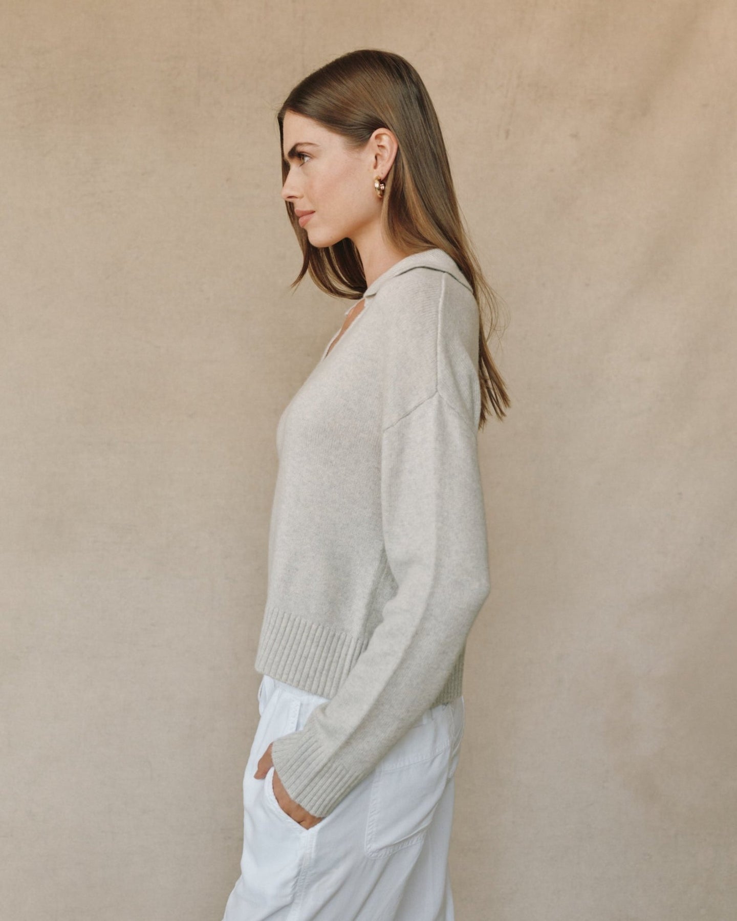 Bella DahlPullover Sweater With Collar - Heather MoonSweaters