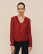 Bella DahlRaglan Ruffle Blouse - Warm BrandyTops