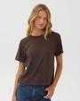 Bella DahlRelaxed Crew Neck Tee - Dark ChestnutTops