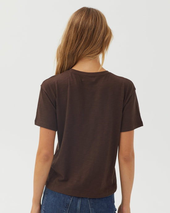 Bella Dahl Relaxed Crew Neck Tee - Dark Chestnut View 2