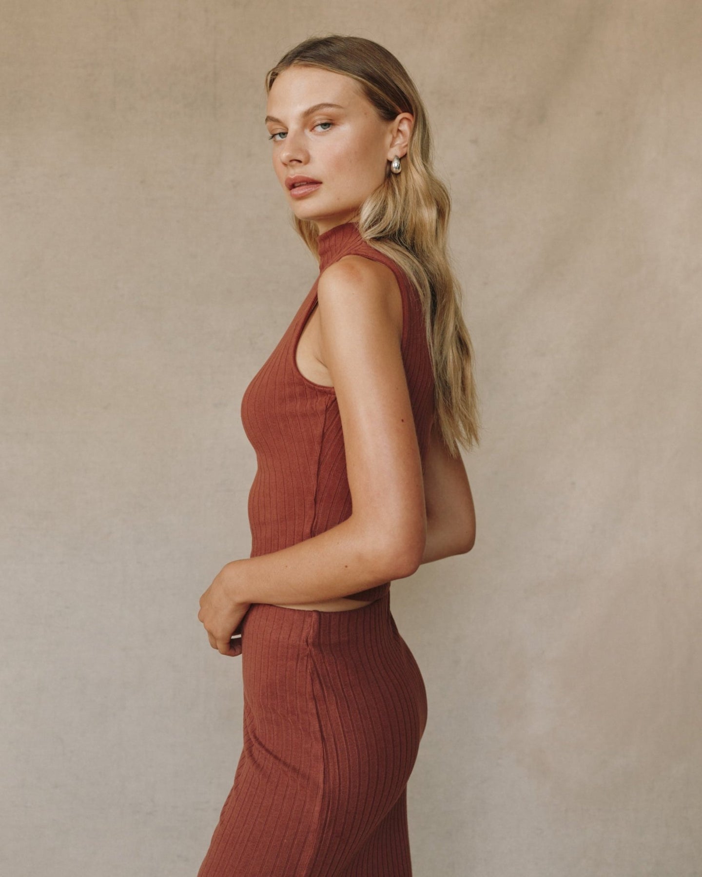 Bella DahlRib Mock Neck Top - Autumn AmberTops