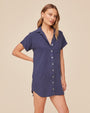 Bella DahlRoll Sleeve Pocket Shirt Dress - Midnight SurfDresses