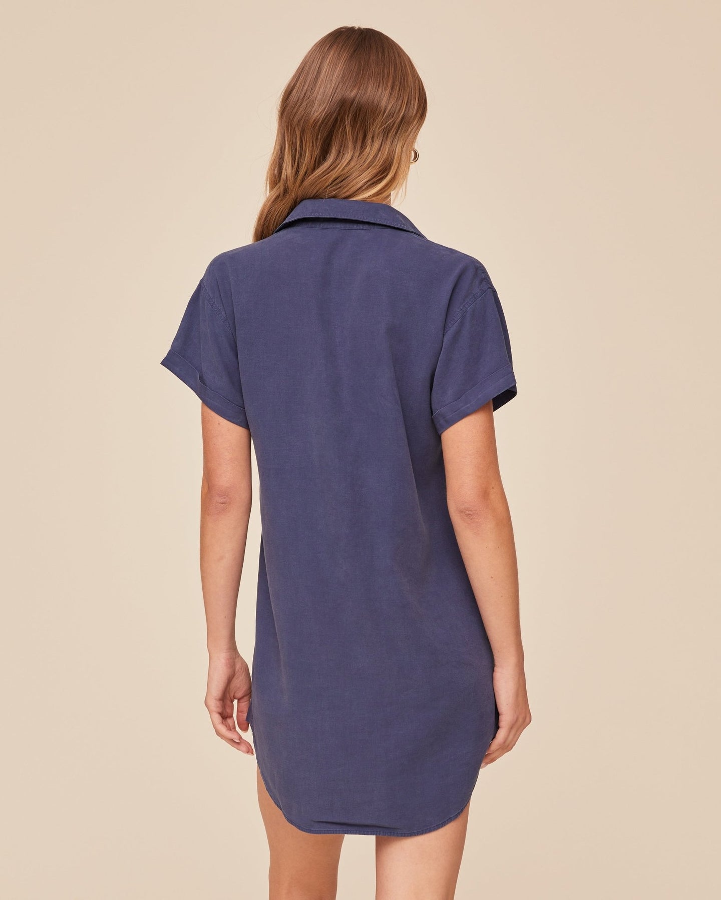Bella DahlRoll Sleeve Pocket Shirt Dress - Midnight SurfDresses