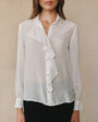 Bella DahlRuffle Front Shirt - Sheer IvoryTops