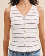 Bella DahlRuffle Hem Knitted Vest - Garden Party StripeTops