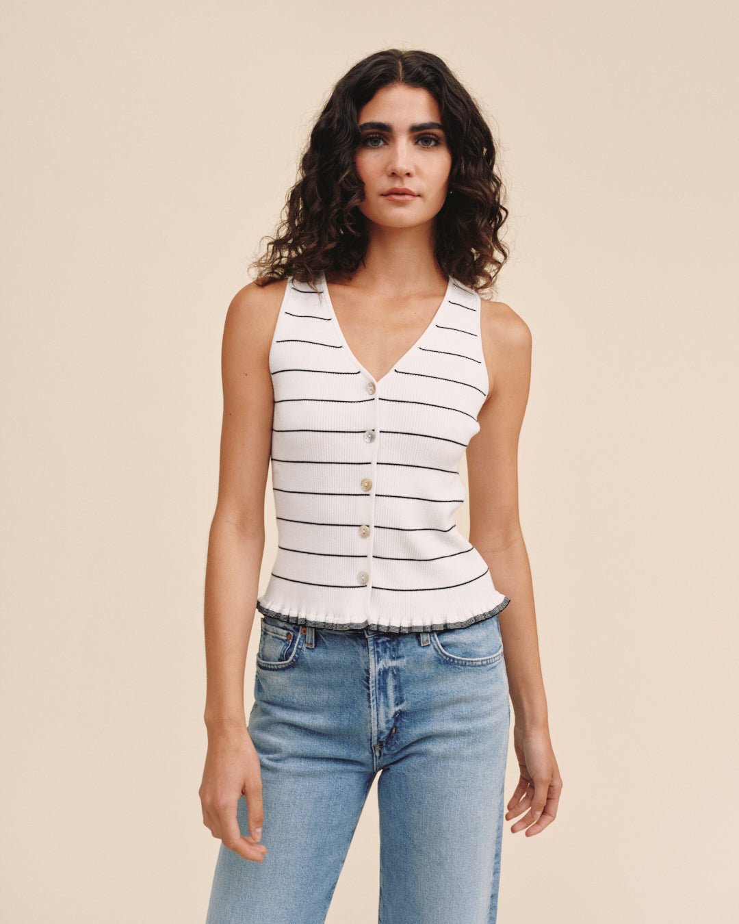 Ruffle Hem Knitted Vest - Garden Party Stripe – Bella Dahl