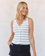 Bella DahlRuffle Hem Knitted Vest - Garden Party StripeTops
