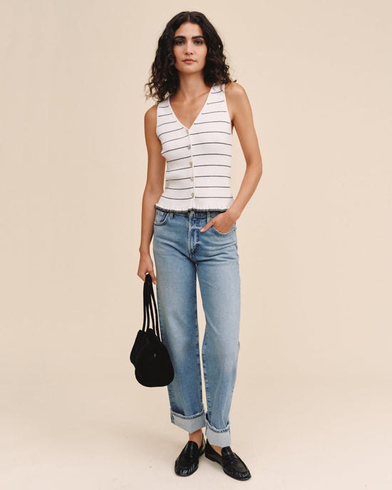 Bella Dahl Ruffle Hem Knitted Vest - Garden Party Stripe View 2