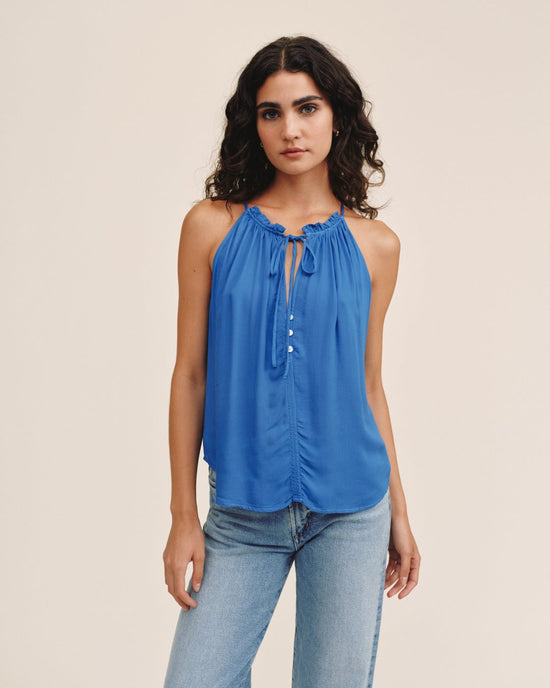 Bella Dahl Ruffle Neck Halter - Blue Lagoon View 2