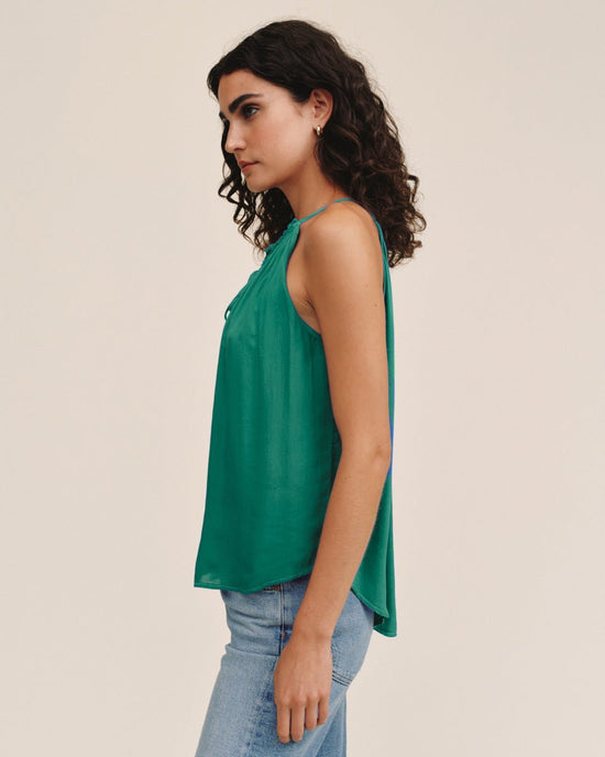 Bella Dahl Ruffle Neck Halter - Palm Green View 2