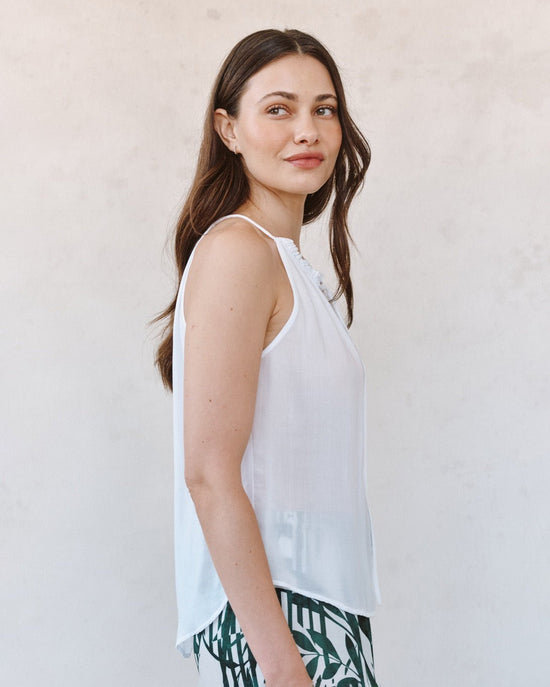 Bella Dahl Ruffle Neck Halter - White View 2