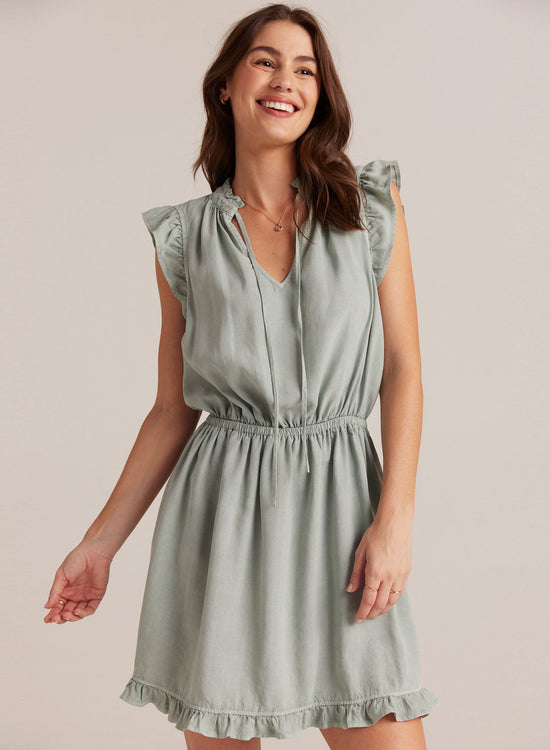 Bella DahlRuffle Sleeve Mini Dress - Oasis GreenDresses