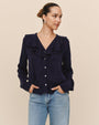 Bella DahlRuffle V - Neck Button Up - Polar EclipseTops