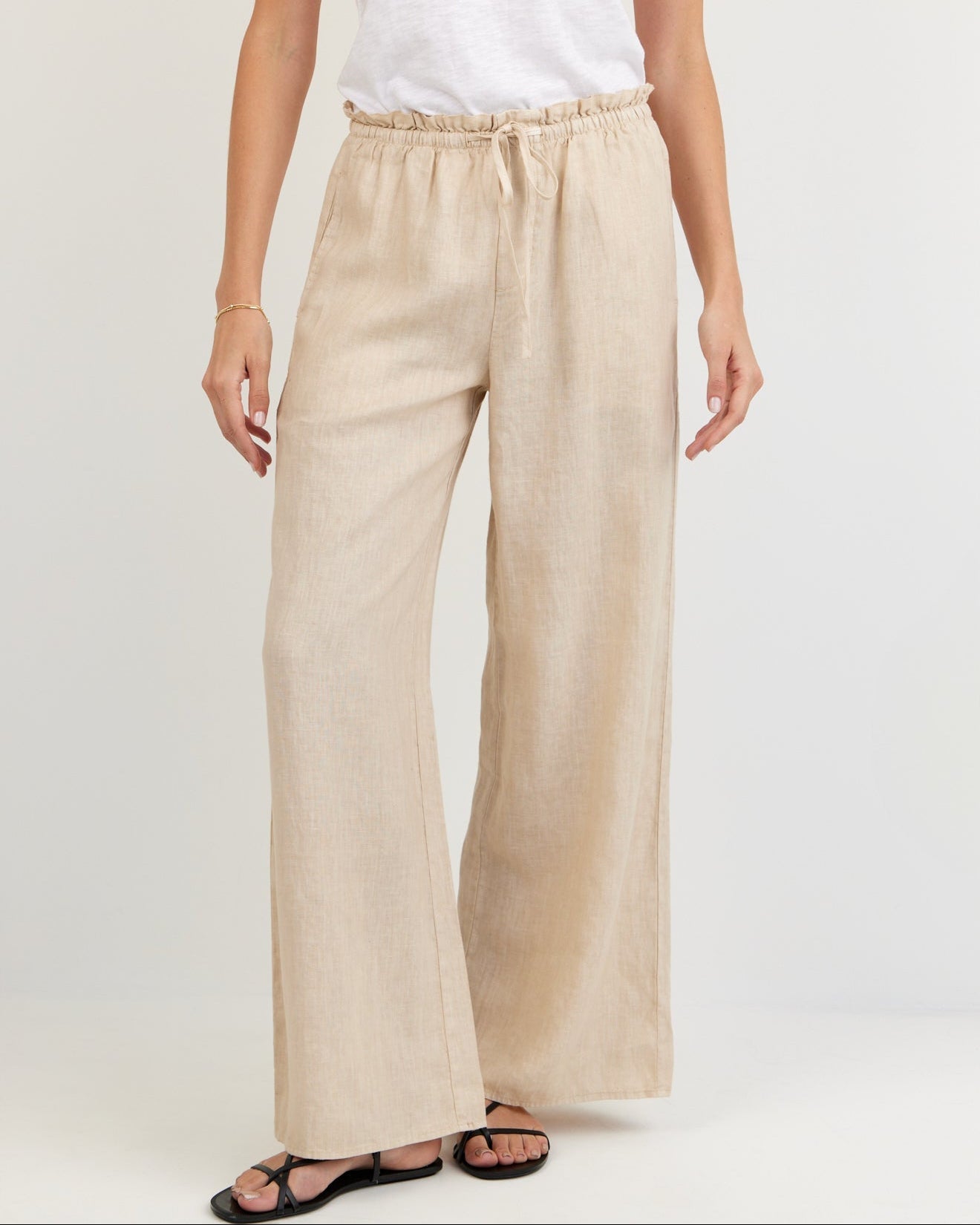 Bella DahlRuffle Waist Wide Leg Pant - Linen SandPants