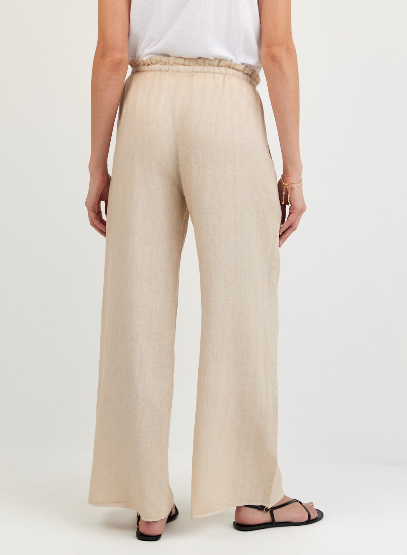 Ruffle Waist Wide Leg Pant - Linen Sand – Bella Dahl