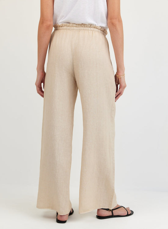 Bella Dahl Ruffle Waist Wide Leg Pant - Linen Sand View 2