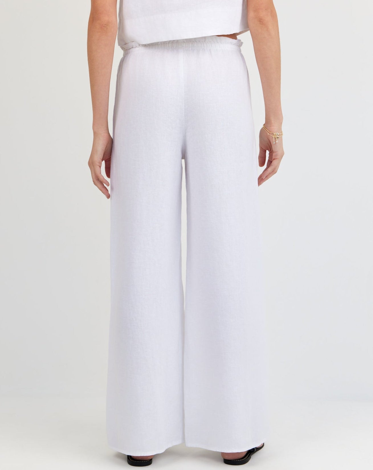 Bella DahlRuffle Waist Wide Leg Pant - WhitePants