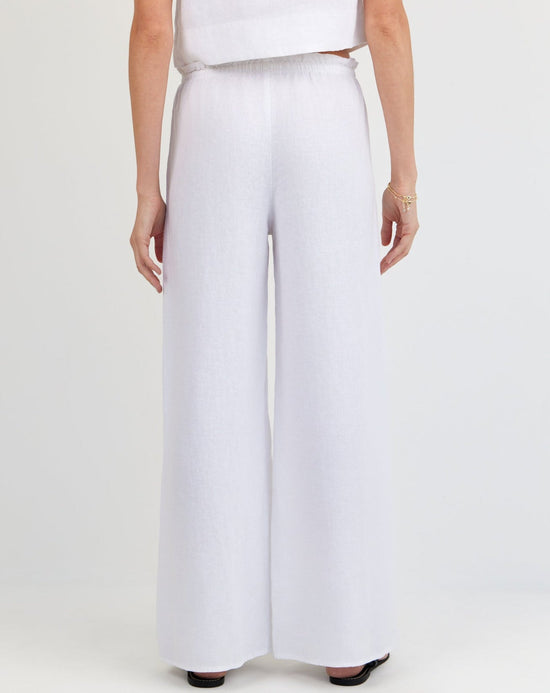 Bella Dahl Ruffle Waist Wide Leg Pant - White View 2