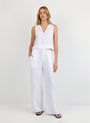 Bella DahlRuffle Waist Wide Leg Pant - WhitePants