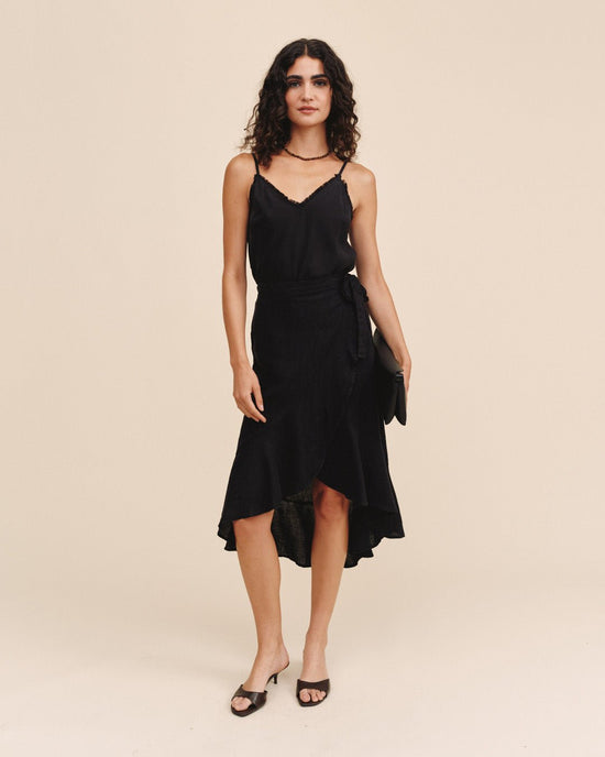Bella Dahl Ruffle Wrap Skirt - Black