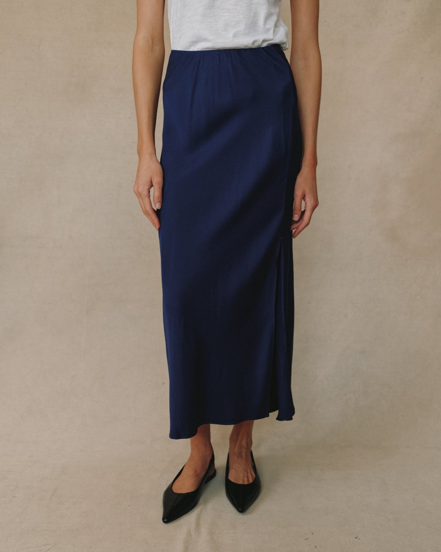 Bella DahlSatin Side Slit Bias Maxi Skirt - Eclipse BlueSkirts