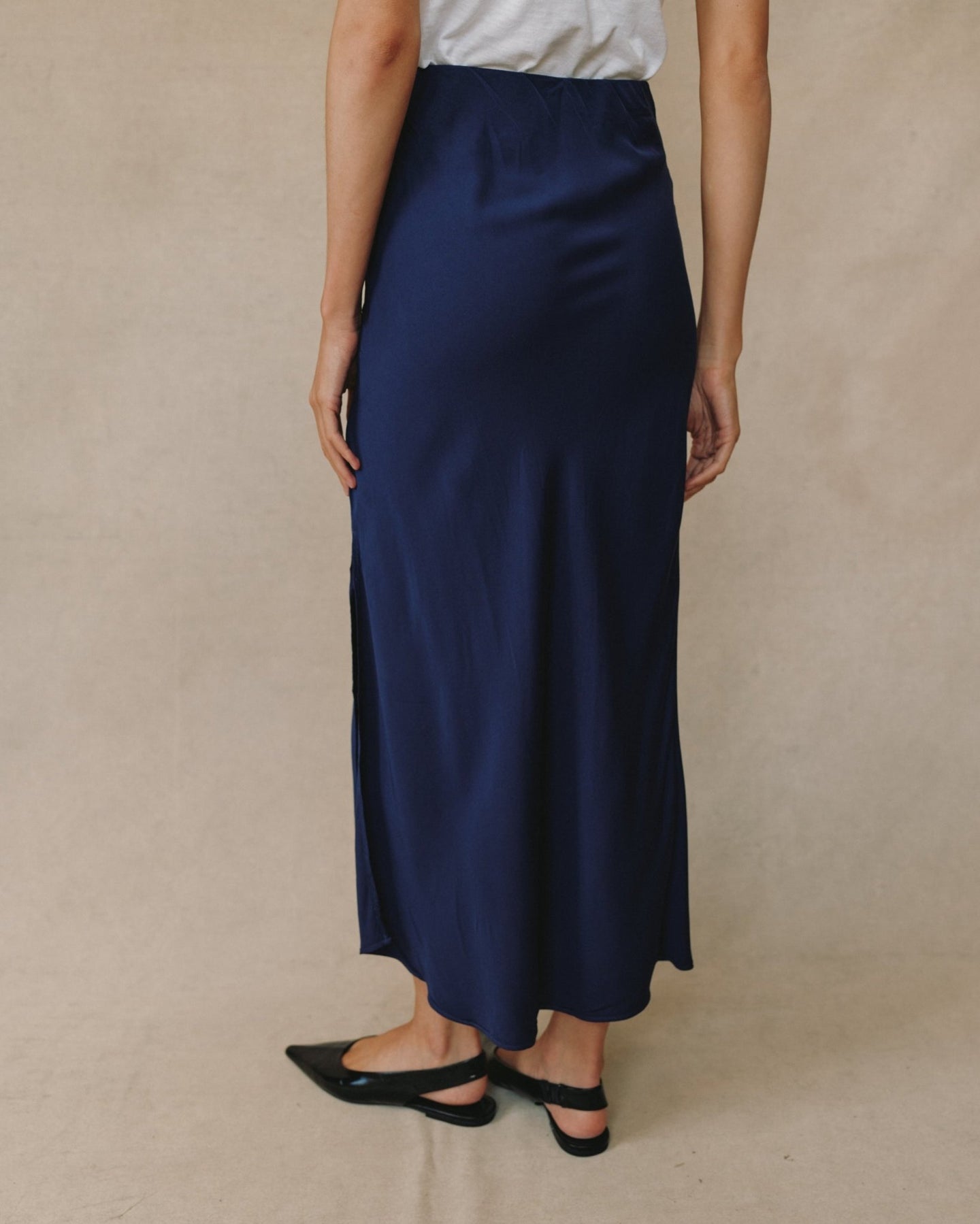 Bella DahlSatin Side Slit Bias Maxi Skirt - Eclipse BlueSkirts