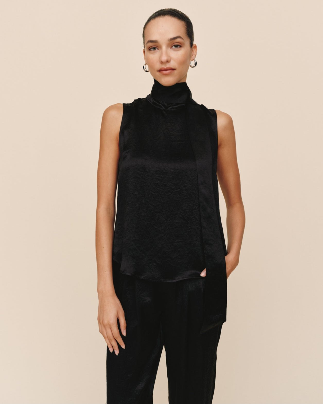Bella DahlScarf Neck Blouse - BlackTops