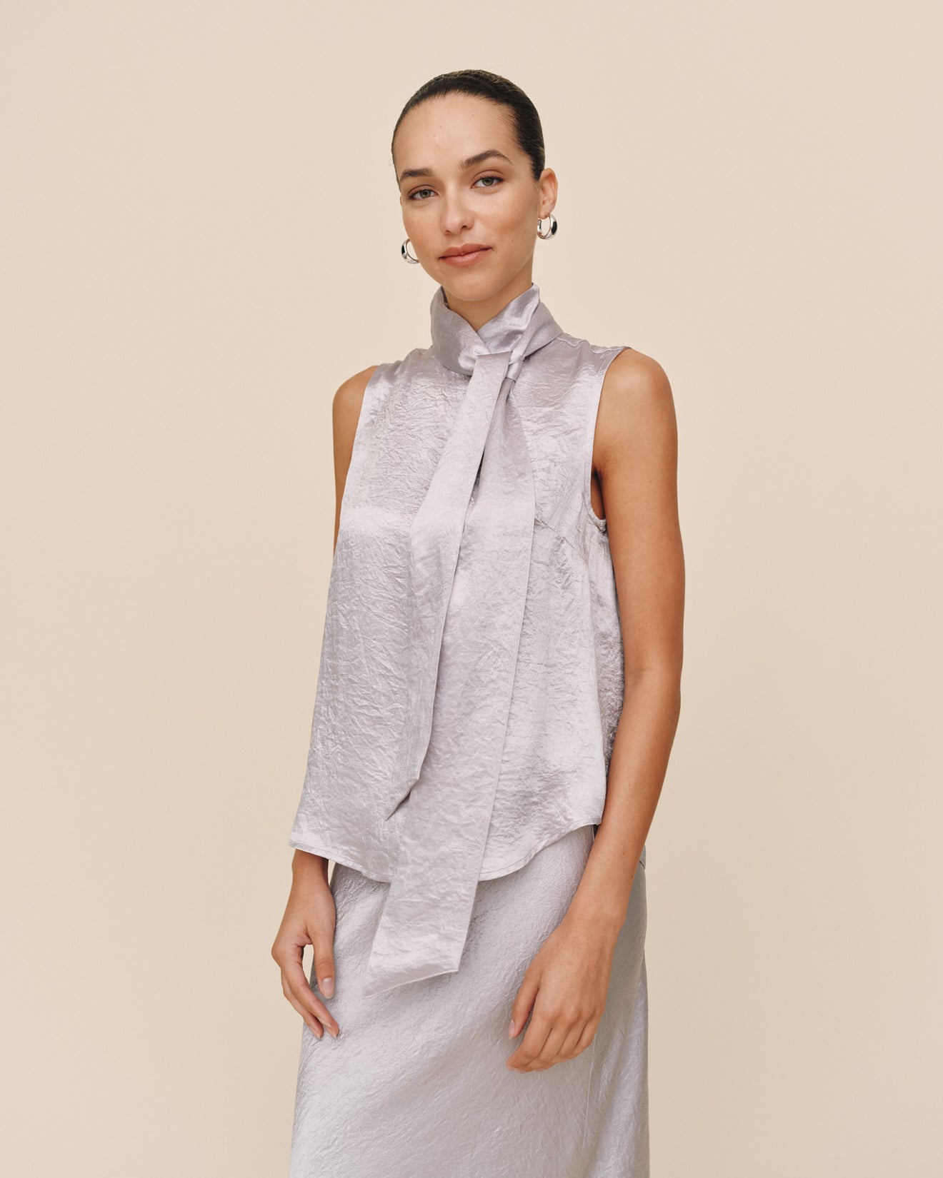 Bella DahlScarf Neck Blouse - SilverTops