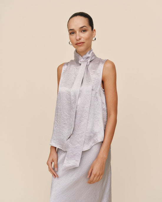 Bella Dahl Scarf Neck Blouse - Silver View 2