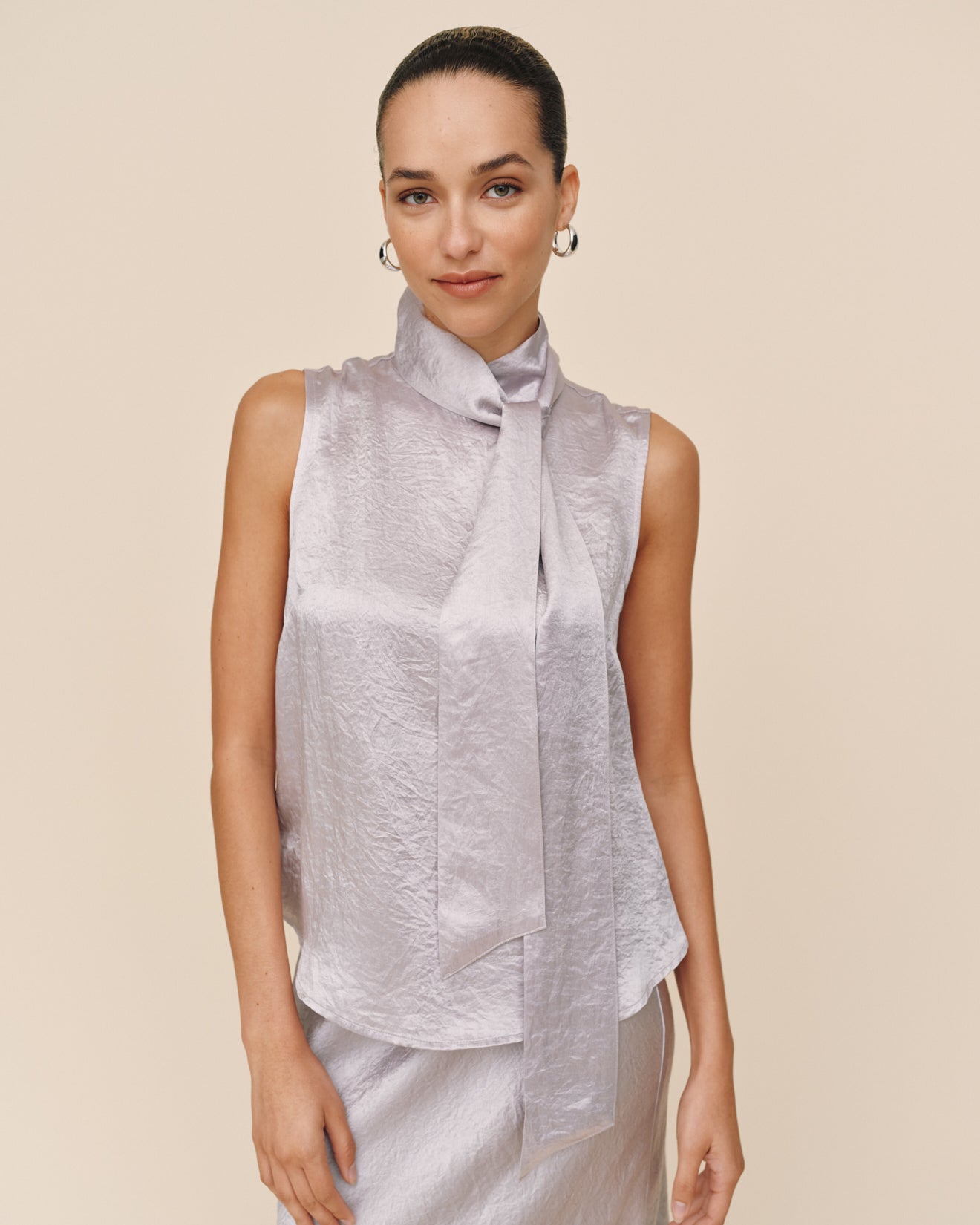 Bella DahlScarf Neck Blouse - SilverTops